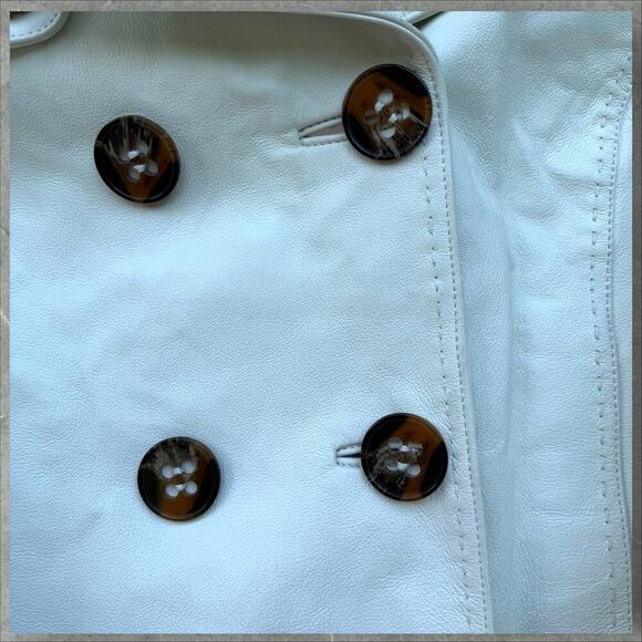 Vintage Spiegel White Leather Double Breasted Jacket Size 12 - Picture 4 of 10